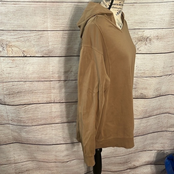 Athleta Sundown Hoodie Sweatshirt Size Small Big Sur Brown Organic Cotton - Picture 5 of 14